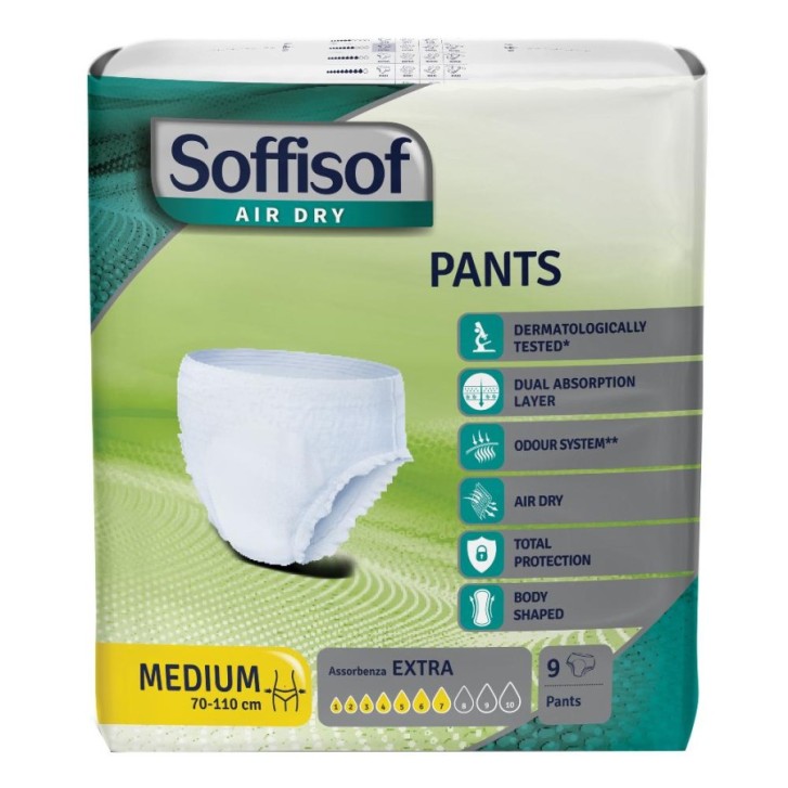 Soffisoff Pannoloni Pants Incontinenza Extra taglia M 9 pezzi