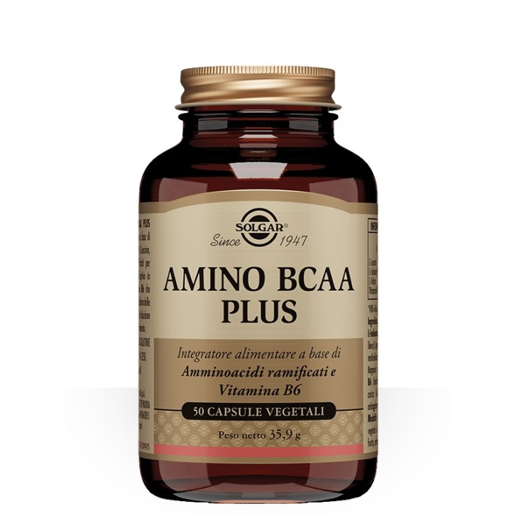 Solgar Amino BCAA Plus 50 capsule vegetali - Integratore Amminoacidi Ramificati e Vitamina B6