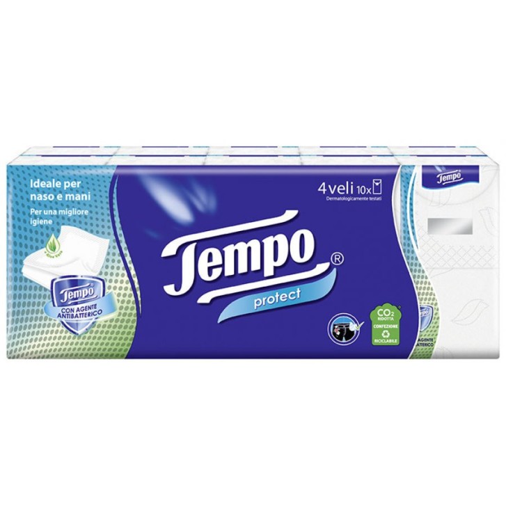 Tempo Protect Fazzoletti 10 Pacchetti da 9 Pezzi
