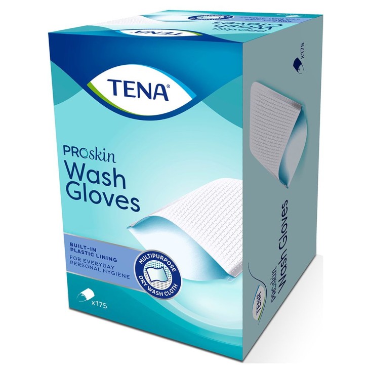 Tena Wash Glove Guanti con Barriera 175 Pezzi