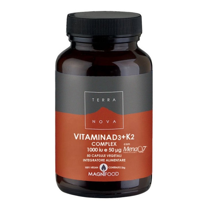 Terranova Vitamina D3 + K2 50 Capsule - Integratore Benessere Ossa
