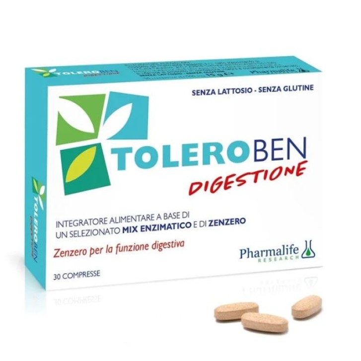 Toleroben Digestione 30 Compresse - Integratore per Digestione e Nausea