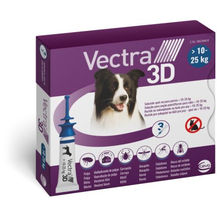 Vectra 3D Blu Spot-On Cani da 10 a 25 kg 3 Pipette Monodose