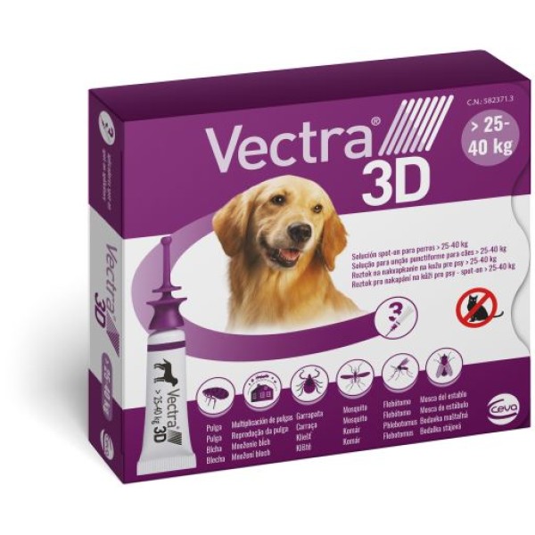 Vectra 3D Viola Spot-On Cani da 25 a 40 kg 3 Pipette Monodose
