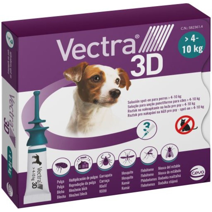 Vectra 3D Verde Spot-On Cani da 4 a 10 kg 3 Pipette Monodose