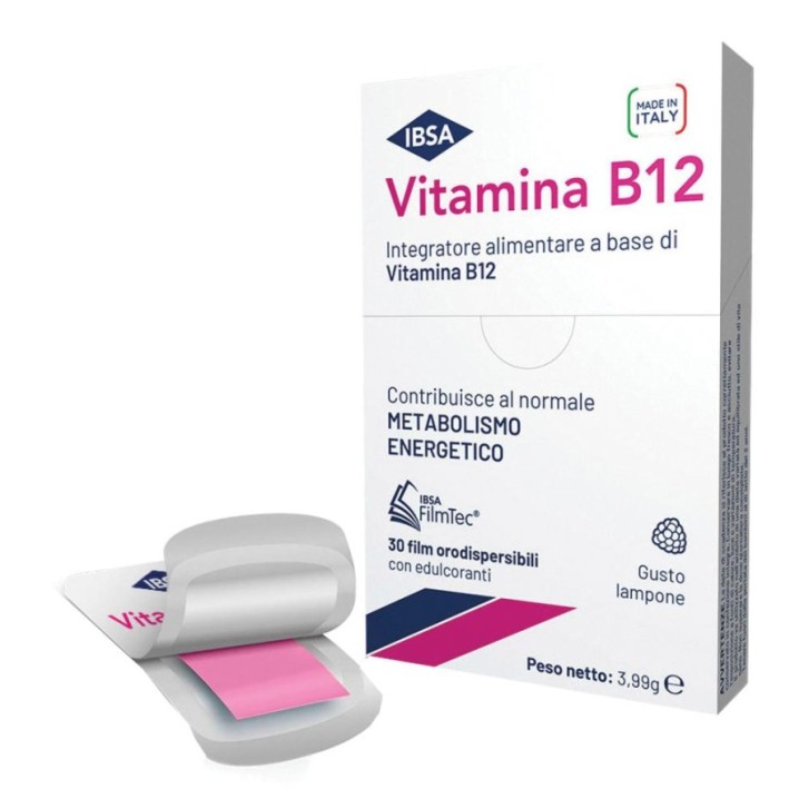 Vitamina B12 Gusto Lampone 30 Film Orali IBSA - Integratore Vitamina B-Complex