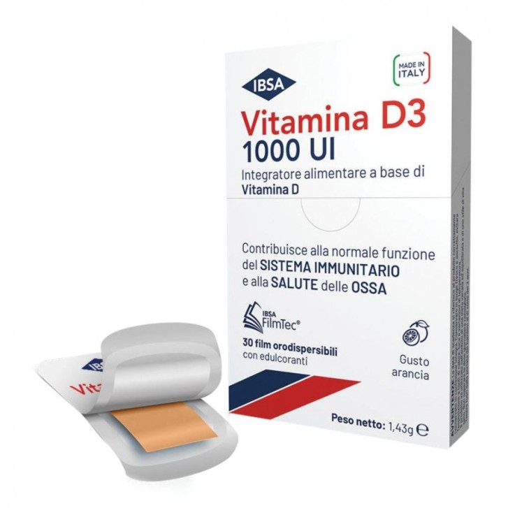 Vitamina D3 1000 Ui Ibsa 30 film orodispersibili - Integratore Sistema Immunitario e Benessere delle Ossa