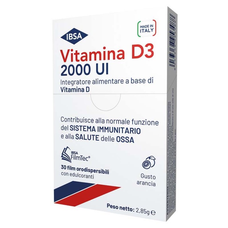 Vitamina D3 2000 Ui Ibsa 30 film orodispersibili - Integratore Sistema Immunitario e Benessere delle Ossa