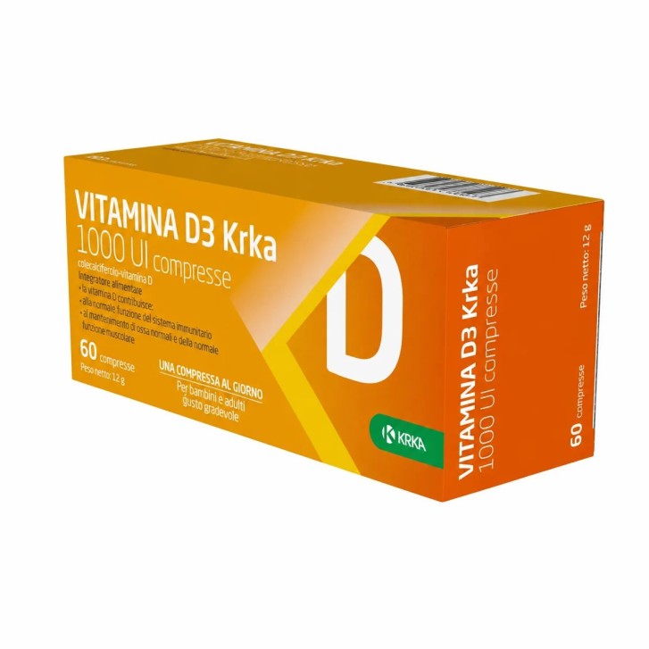 Vitamina D3 KRKA 1000 UI 60 Compresse - Integratore di Vitamina D