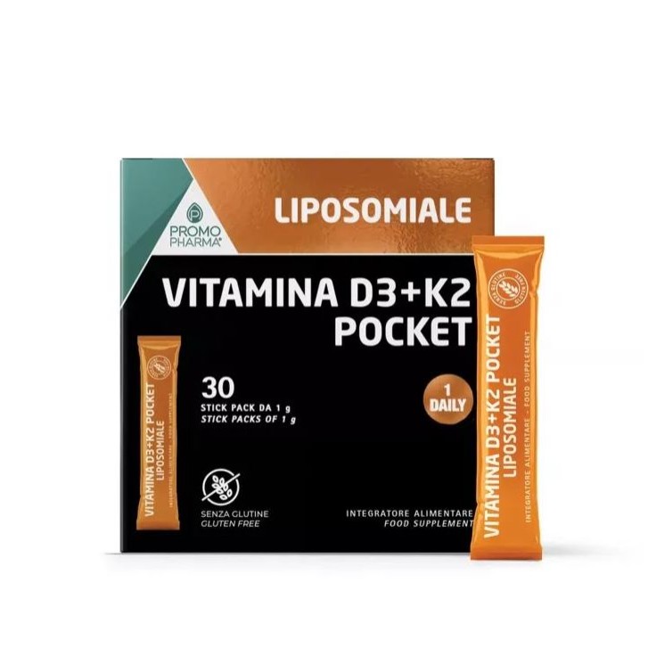 Vitamina D3+K2 Liposomiale Pocket Promopharma 30 stick - Integratore Alimentare