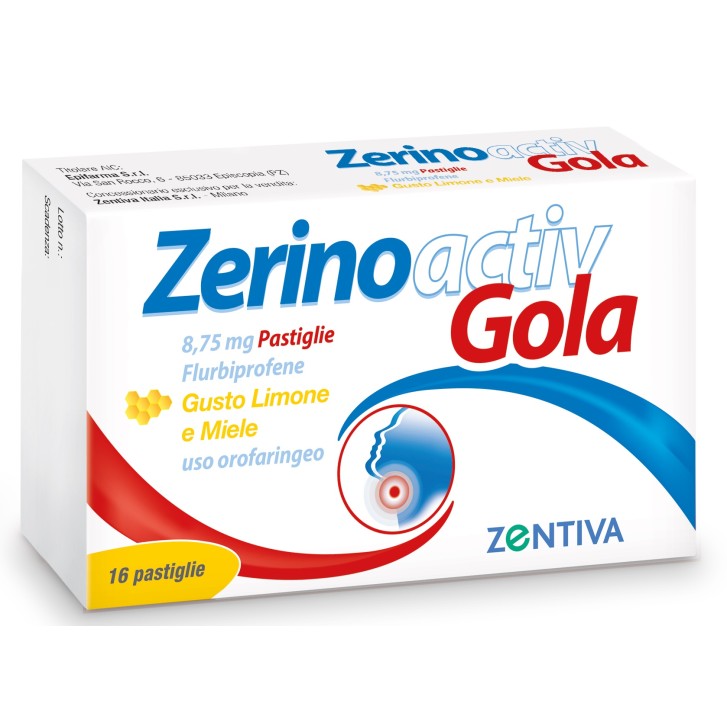 Zerinoactiv Gola Fluibuprofene Gusto Limone Miele 16 pastiglie