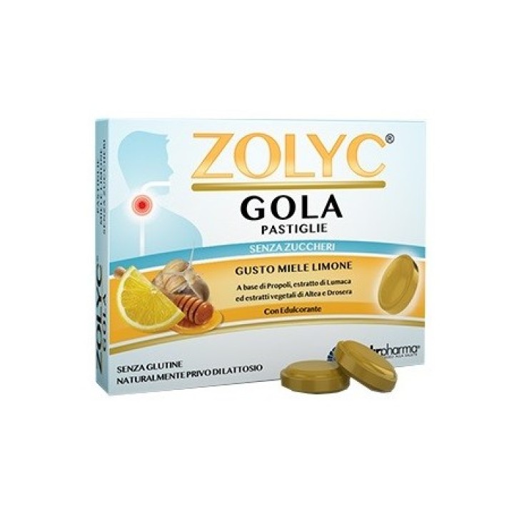 Zolyc Gola 24 Pastiglie Gusto Limone e Miele Senza Zucchero