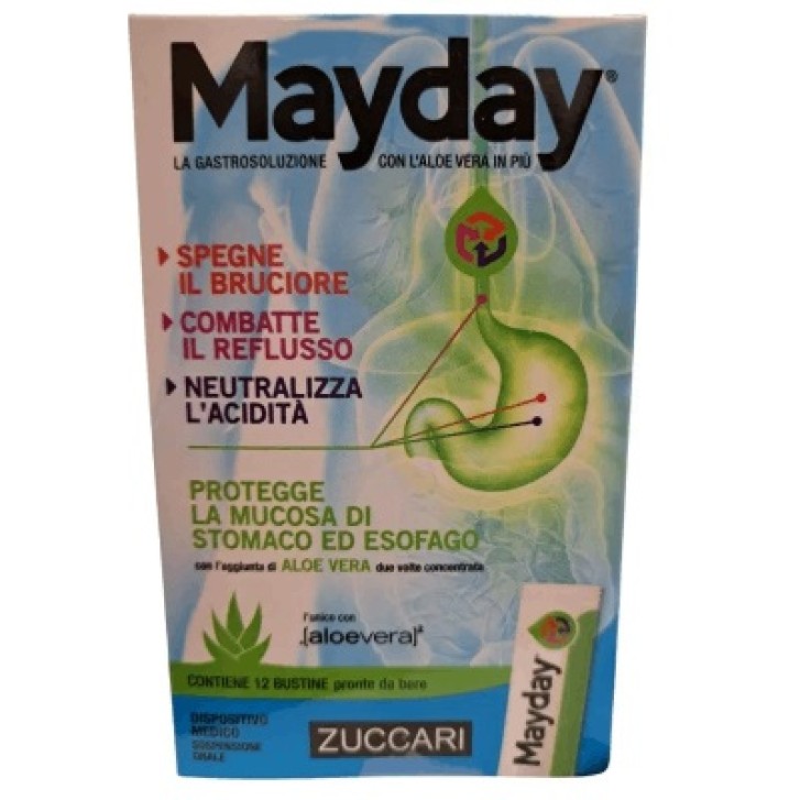 Zuccari Mayday 12 Bustine - Dispositivo Medico per il Bruciore di Stomaco e Reflusso