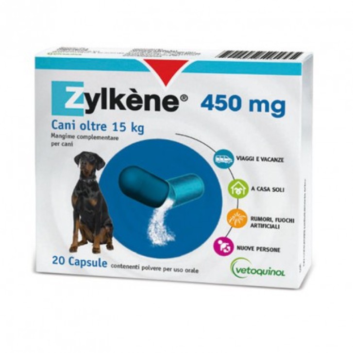 Zylkene 450 mg 20 Capsule - Integratore Problemi Comportamentali Cani Oltre 15 Kg