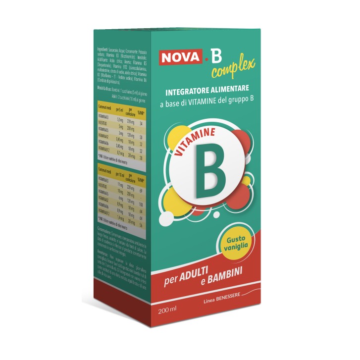 Nova Argentia B Complex Sciroppo gusto Vaniglia 200 ml - Integratore di Vitamine B