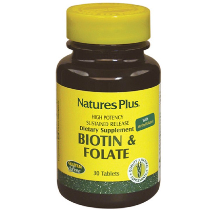 Nature's Plus Biotina e Acido Folico 30 Tavolette - Integratore Alimentare