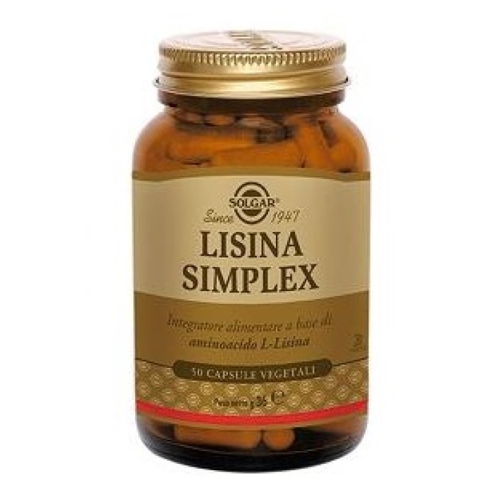 Solgar Lisina Simplex 50 Capsule Vegetali - Integratore di Aminoacidi