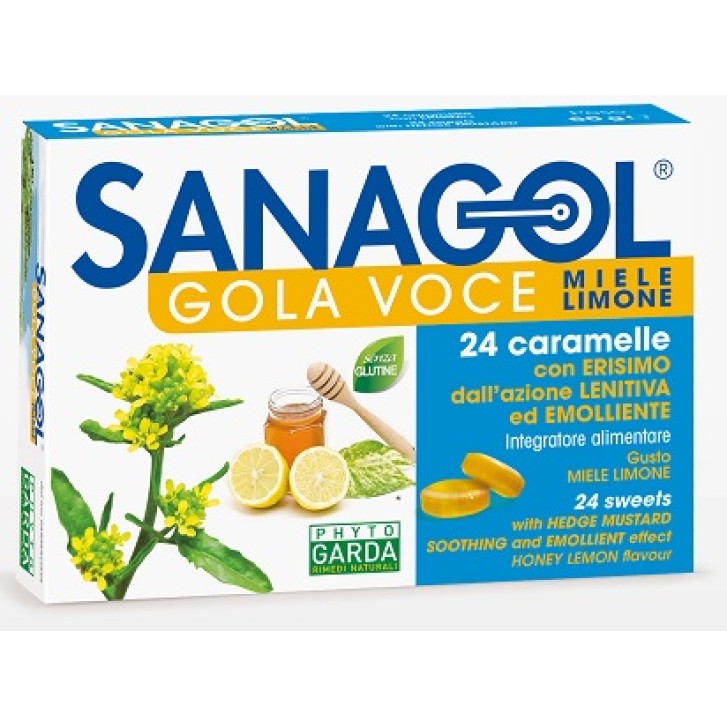 Sanagol Gola Voce Erisimo Caramelle Balsamiche Miele e Limone 24 Pezzi