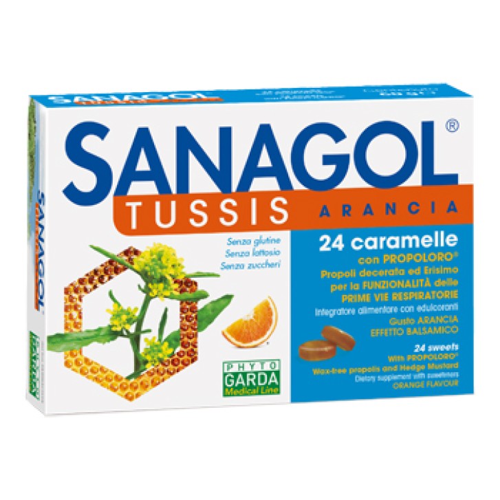 Sanagol Tuss Rinfrescanti 24 Caramelle Gusto Arancia