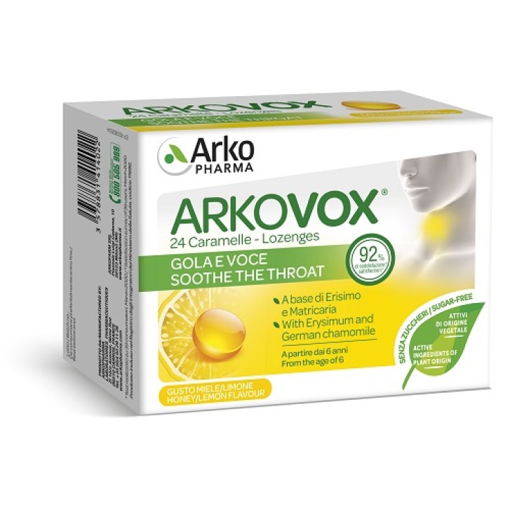 Arkovox 24 Pastiglie Limone e Miele Senza Zuccheri - Integraotore Lenitivo