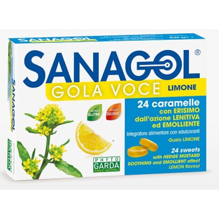 Sanagol Gola Voce Erisimo Caramelle Balsamiche Senza Zucchero Limone 24 Pezzi