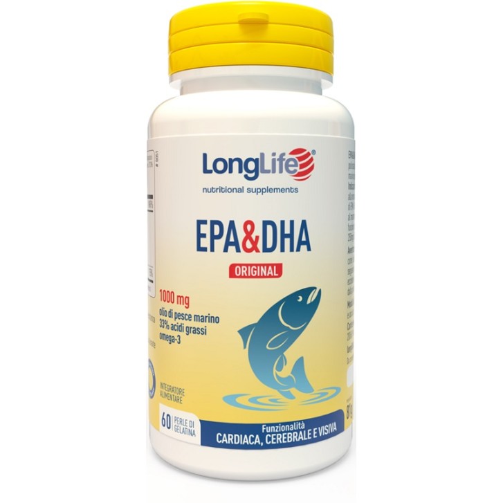 Longlife Epa & DHA 60 Perle - Integratore Funzionalita' Cardiaca, Celebrale e Visiva