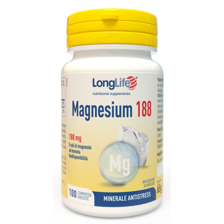 Longlife Magnesium 188 100 Compresse - Integratore Minerale Antistress