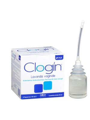 Clogin Lavanda Vaginale Soluzione pH 4,5 con Cannule Vaginali 5 Flaconi