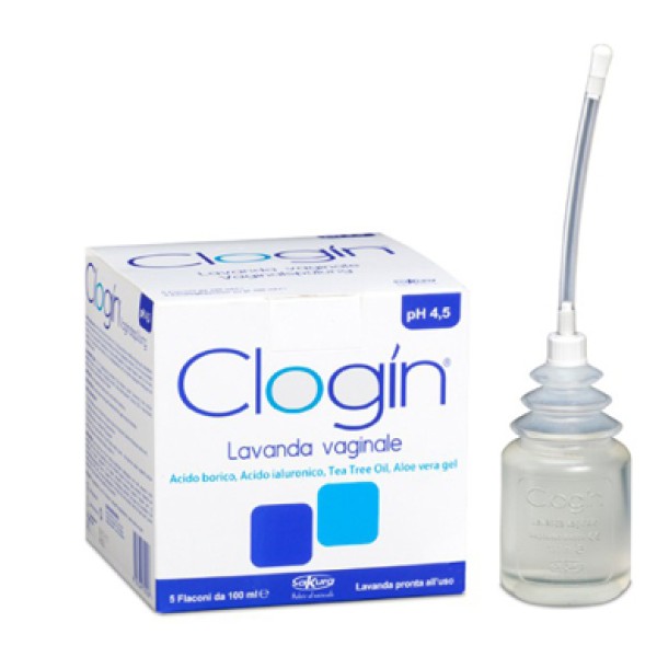 Clogin Lavanda Vaginale Soluzione pH 4,5 con Cannule Vaginali 5 Flaconi