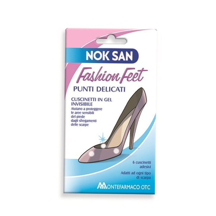 Nok San Fashion Feet Punti Delicati Cuscinetti in Gel Invisibili per il Benessere dei Piedi 6 pezzi