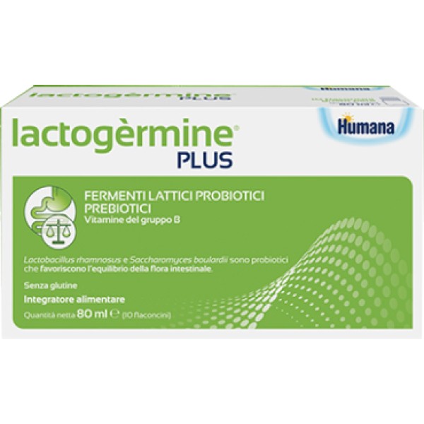 Humana Lactogermine Plus 10 Flaconcini - Fermenti Lattici Integratore Alimentare