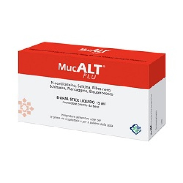 Mucalt Flu 8 Stick Monodose 15 ml - Integratore Raffreddore