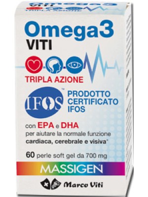 Massigen Omega 3 Viti Tripla Azione 60 Perle - Integratore per il Colesterolo