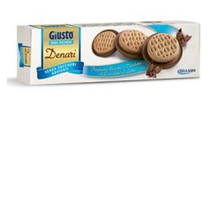Giusto Senza Zuccheri Aggiunti Denari Biscotti con Cioccolato al Lette 120 grammi