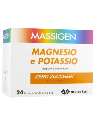 Massigen Viti Magnesio e Potassio Zero Zuccheri 24 Bustine - Integratore Sali Minerali