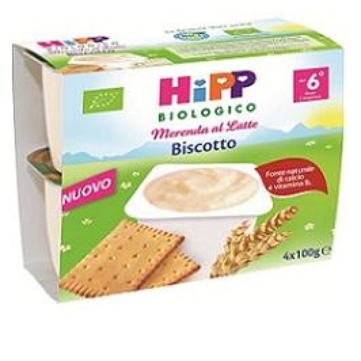 Hipp Bio Merenda al Latte con Biscotto 4 x 100 grammi