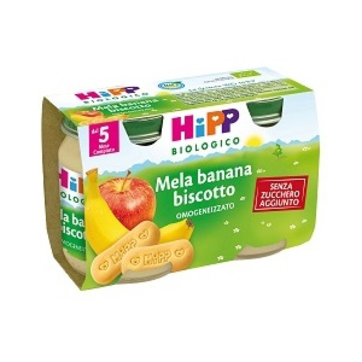 Hipp Bio Omogeneizzato Mela Banana e Biscotto 2 x 125 grammi