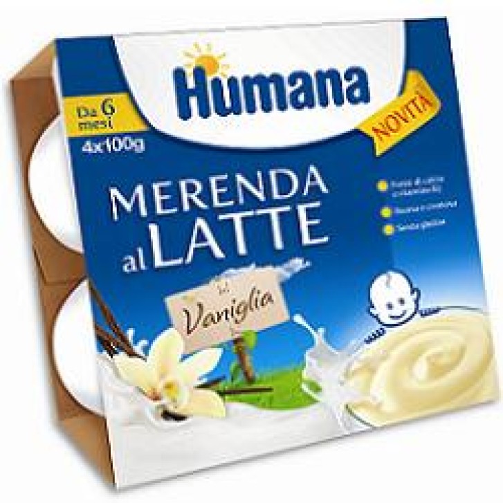 Humana Merenda al Latte Gusto Vaniglia 4 x 100 ml