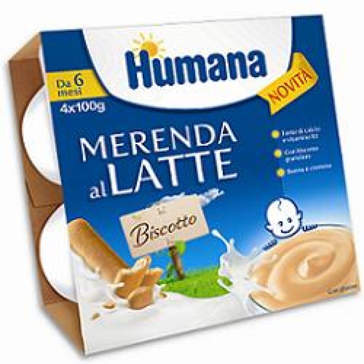 Humana Merenda al Latte GustoBiscotto 4 x 100 ml