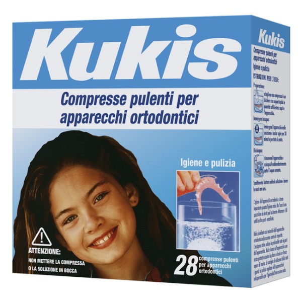 Kukis Cleanser Pulizia Apparecchio Ortodontico 28 Compresse Effervescenti