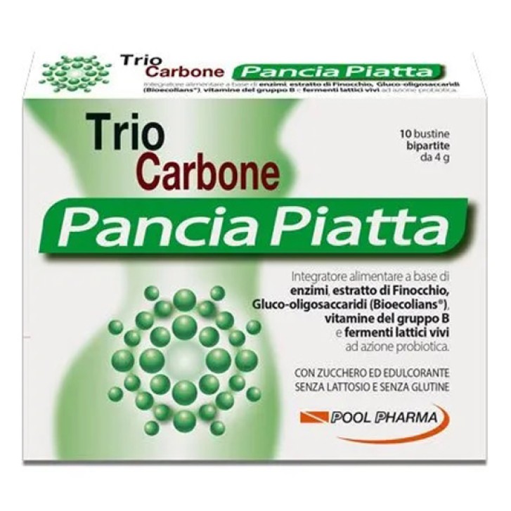 Trio Carbone Pancia Piatta 10 + 10 Bustine - Integratore contro Gonfiore Addominale