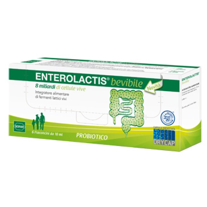 Enterolactis Bevibile 6 Flaconcini - Integratore Fermenti Lattici Vivi
