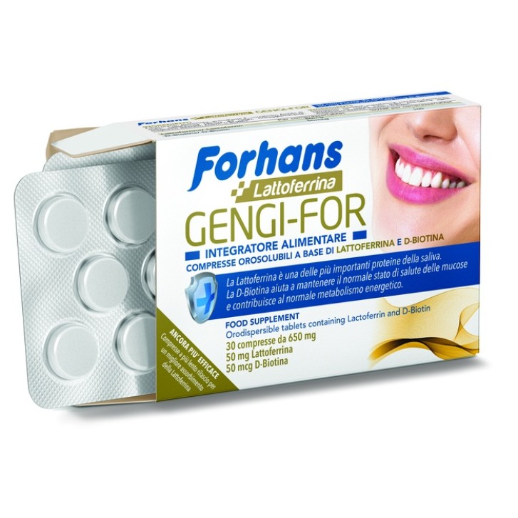 Forhans Gengi-For 30 Compresse Orosolubili - Integratore di Lattoferrina e D-Biotina