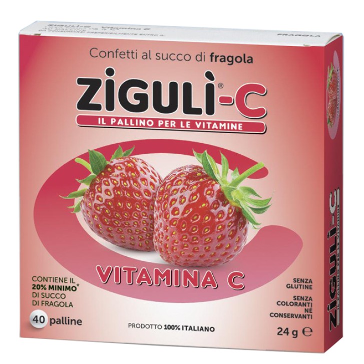 Ziguli' C Fragola 40 Confetti - Integratore Vitamina C