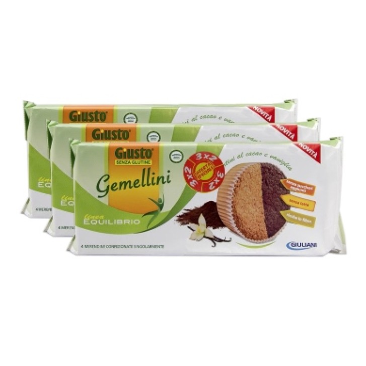 Giusto Linea Equilibrio Gemellini Merendine con Cacao e Vaniglia Gluten Free 180 grammi