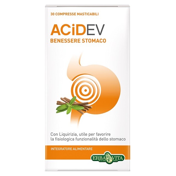 Erba Vita Acid-Ev 30 Tavolette - Integratore Acidità di Stomaco