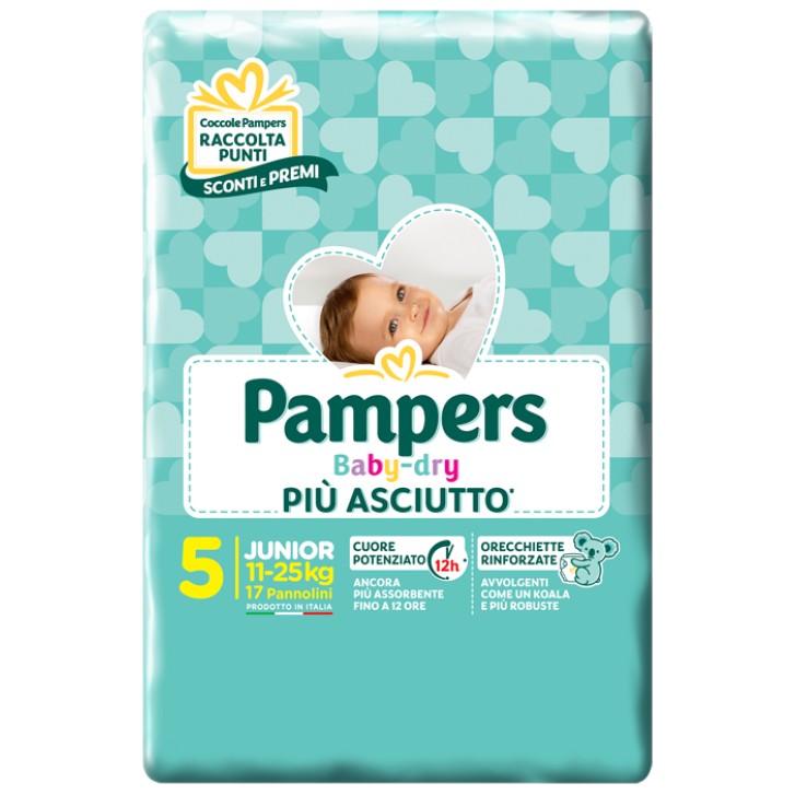 Pampers Baby Dry Junior Pannolini Taglia 5 da 11 - 25 kg 17 pezzi