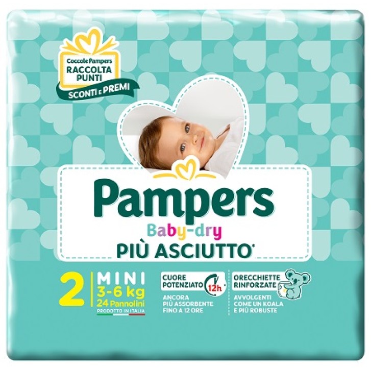 Pampers Baby Dry Mini Pannolini Taglia 2 da 3 - 6 kg 24 pezzi