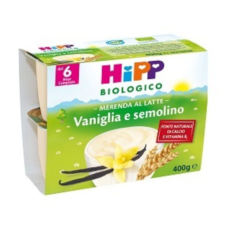 Hipp Bio Merenda al Latte con Vaniglia e Semolino 4 x 100 grammi