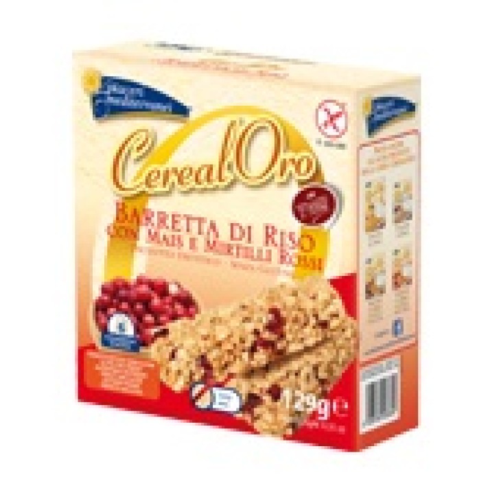 Piaceri Mediterranei CerealOro Barretta di Riso con Mais e Mirtilli Rossi Senza Glutine 6 x 21,5 grammi